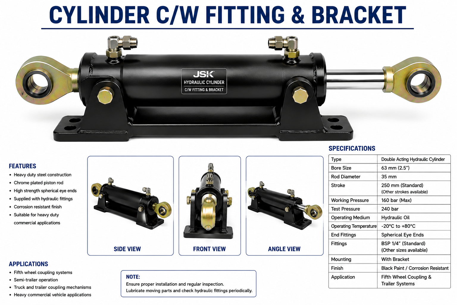 CYLINDER C/W FITTING & BRACKET