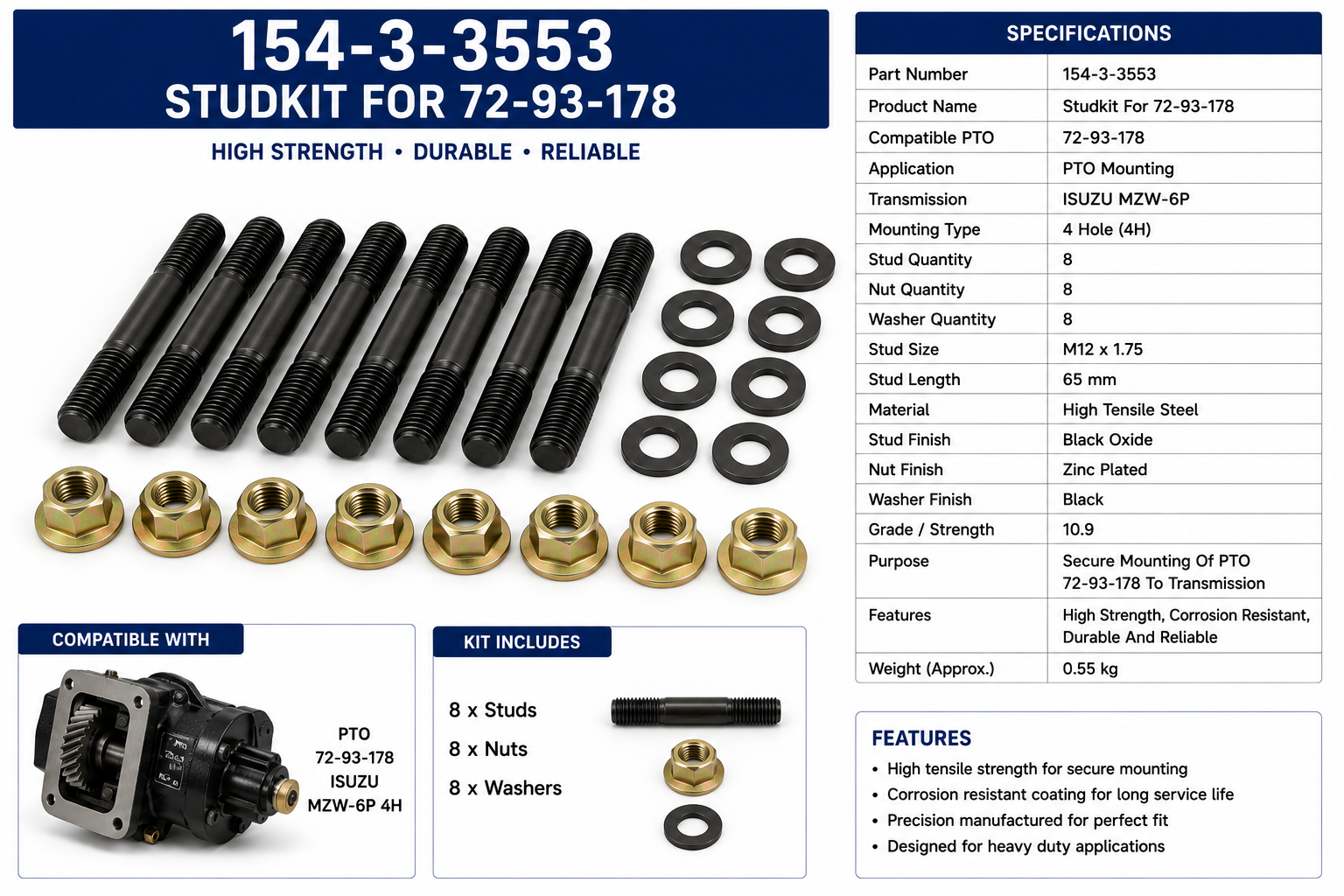 STUDKIT FOR 72-93-178