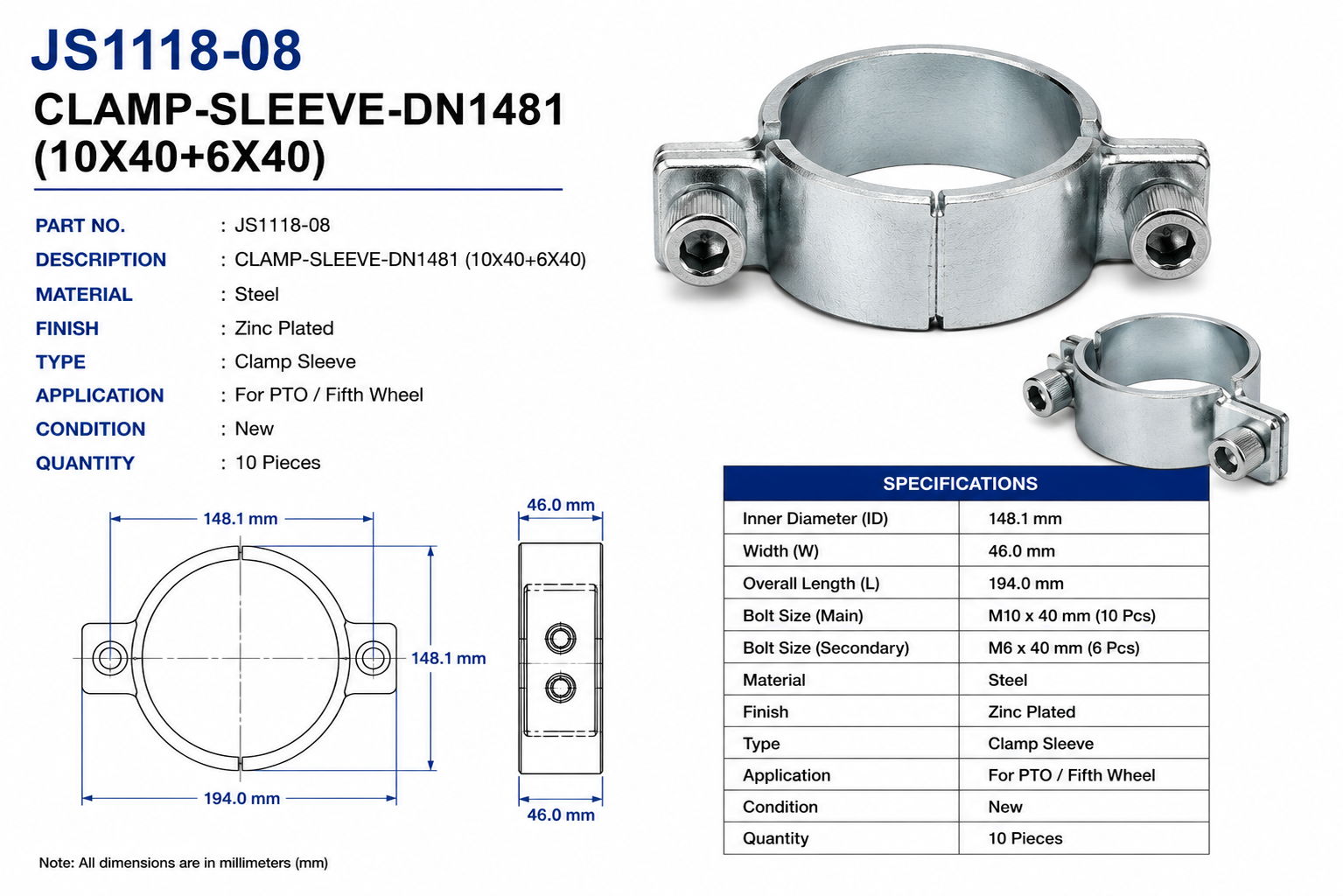 CLAMP-SLEEVE-DN1481 (10X40+6X40
