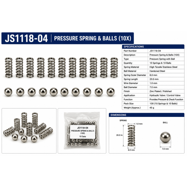 PRESSURE SPRING & BALLS (10X) - Onsite Hydraulics And Pneumatics