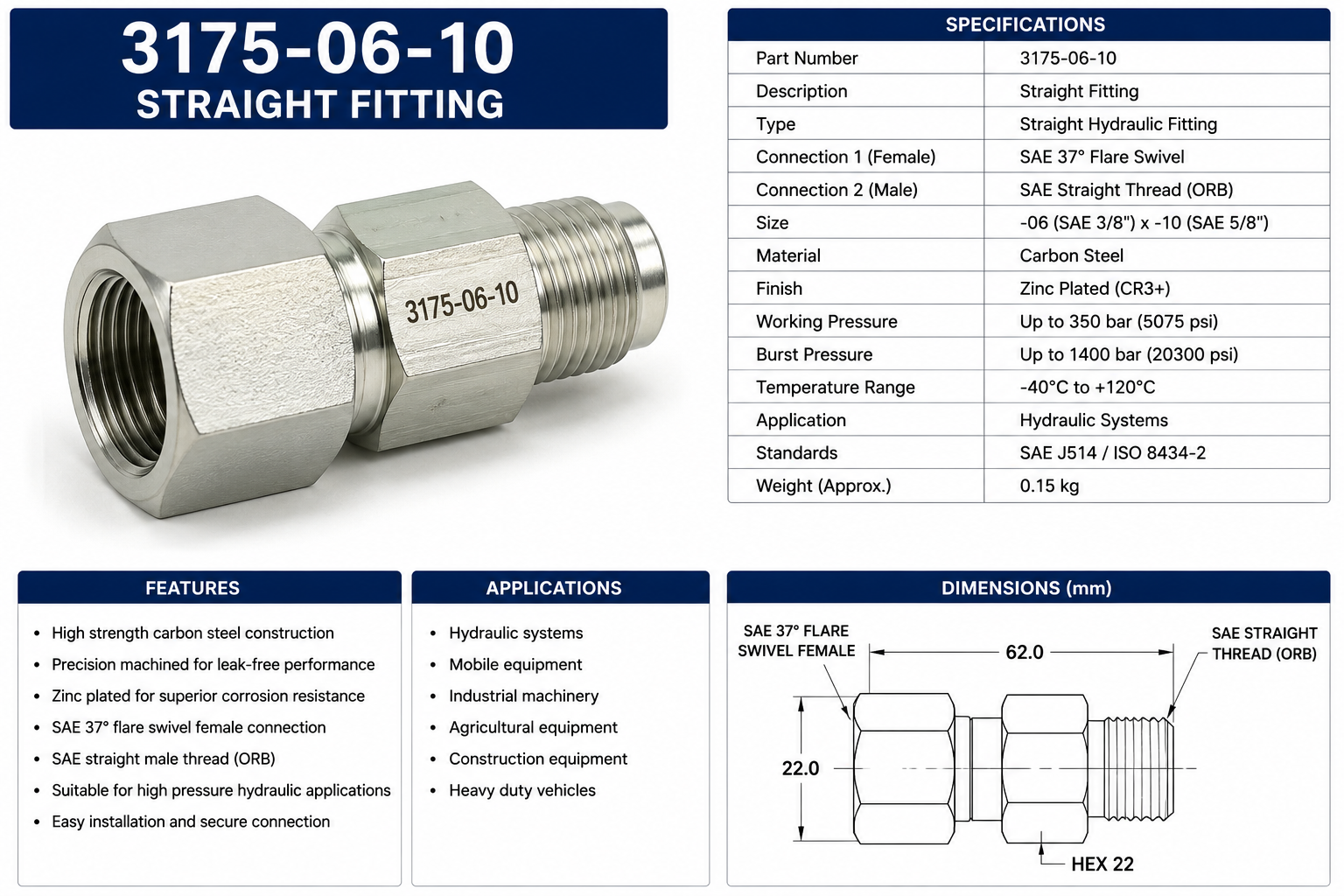 STRAIGHT FITTING 3175-06-10.